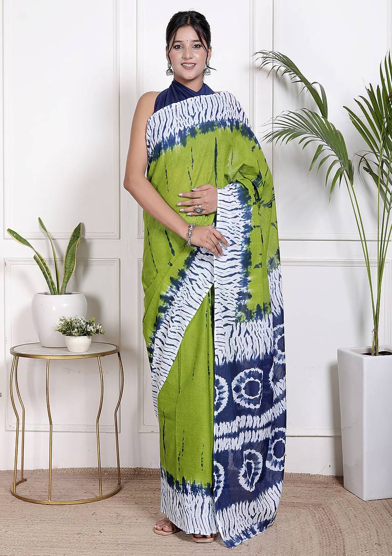 Tie diy printed pure cotton ethnic saree for woman