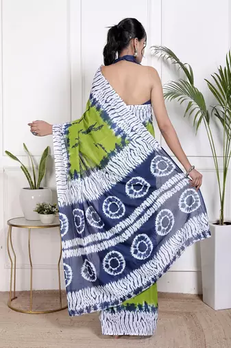 Tie diy printed  cotton ethnic saree for woman