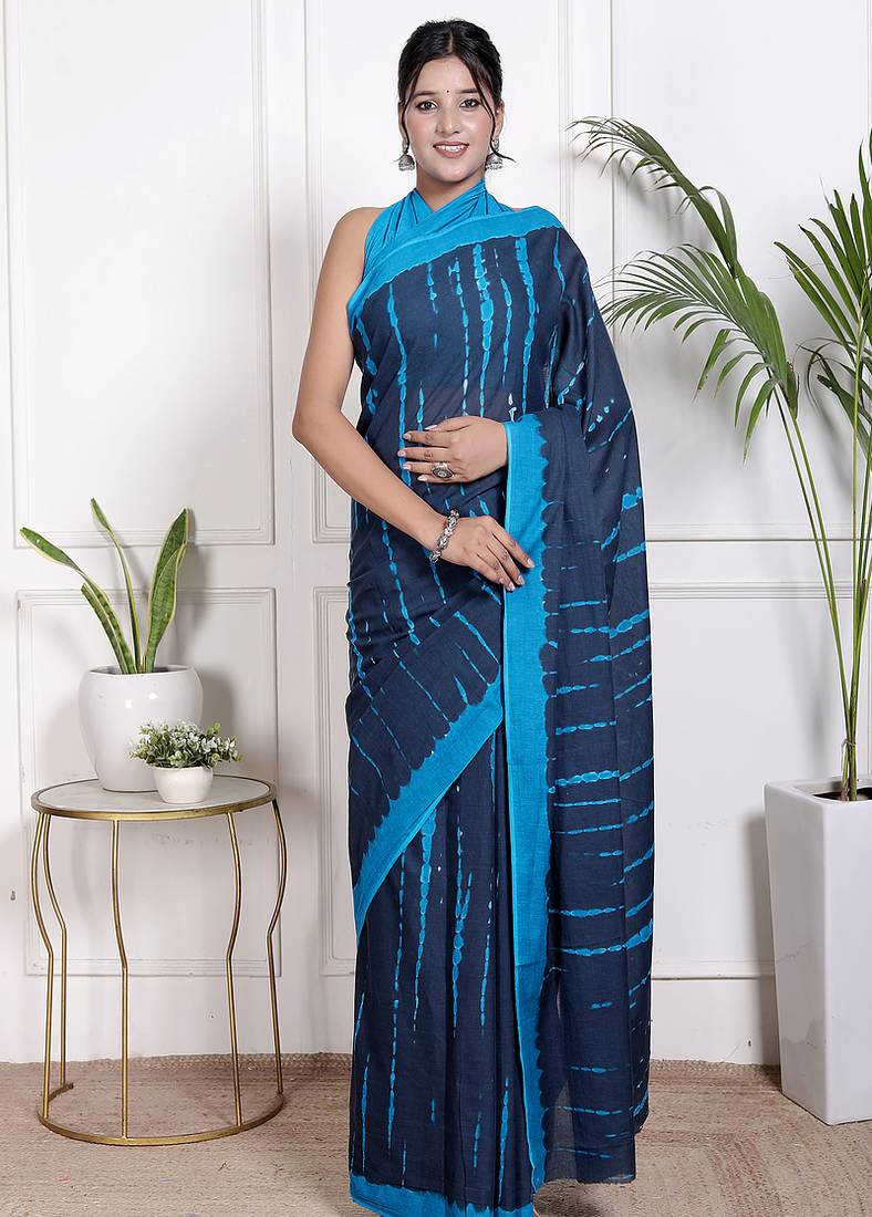 Tie die printed pure cotton ethnic saree for woman