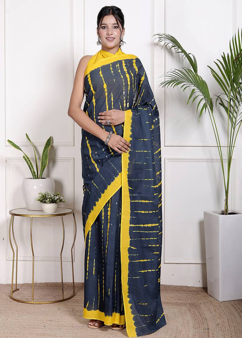 Tie diy printed pure cotton ethnic saree for woman