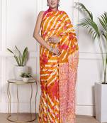 Tie die printed  cotton ethnic saree for woman