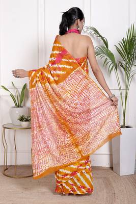 Tie die printed cotton ethnic saree for woman 2