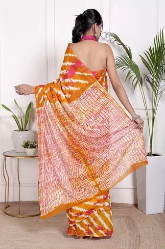 Tie die printed  cotton ethnic saree for woman