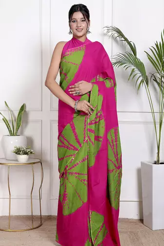 Tie die printed pure cotton ethnic saree for woman