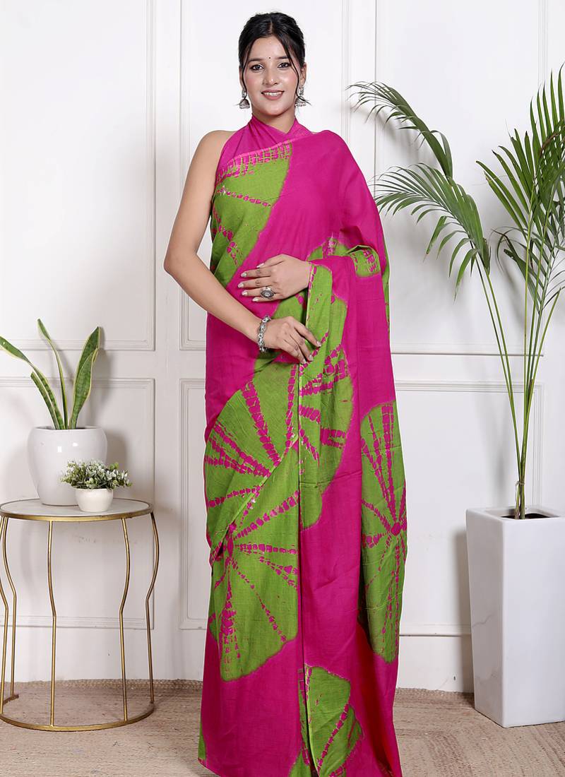 Tie die printed pure cotton ethnic saree for woman