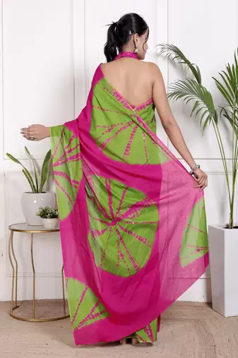 Tie die printed  cotton ethnic saree for woman
