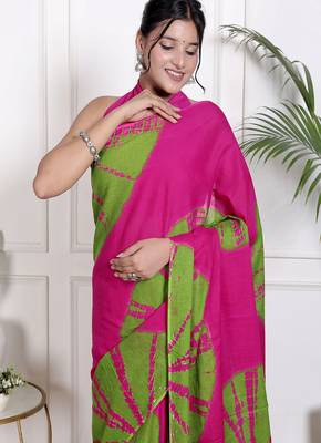 Tie die printed cotton ethnic saree for woman 3