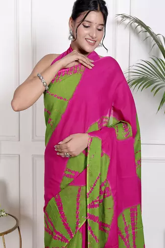 Tie die printed  cotton ethnic saree for woman