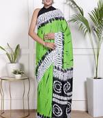 Tie die printed  cotton ethnic saree for woman