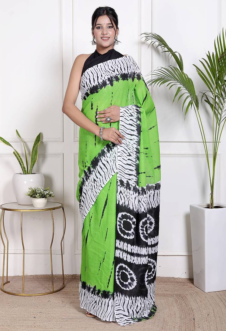 Tie die printed pure cotton ethnic saree for woman