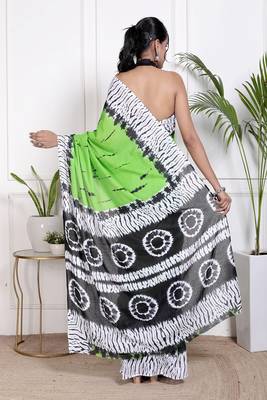 Tie die printed  cotton ethnic saree for woman 2
