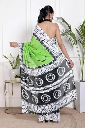 Tie die printed  cotton ethnic saree for woman