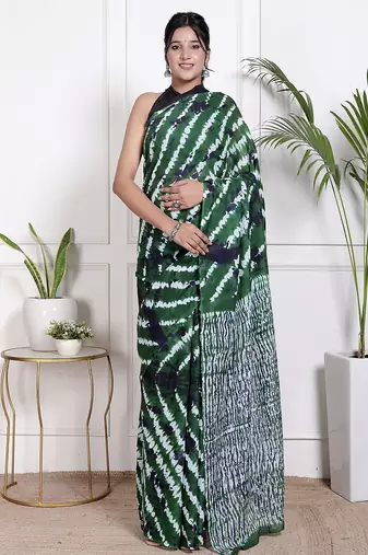 Tie die printed pure cotton ethnic saree for woman