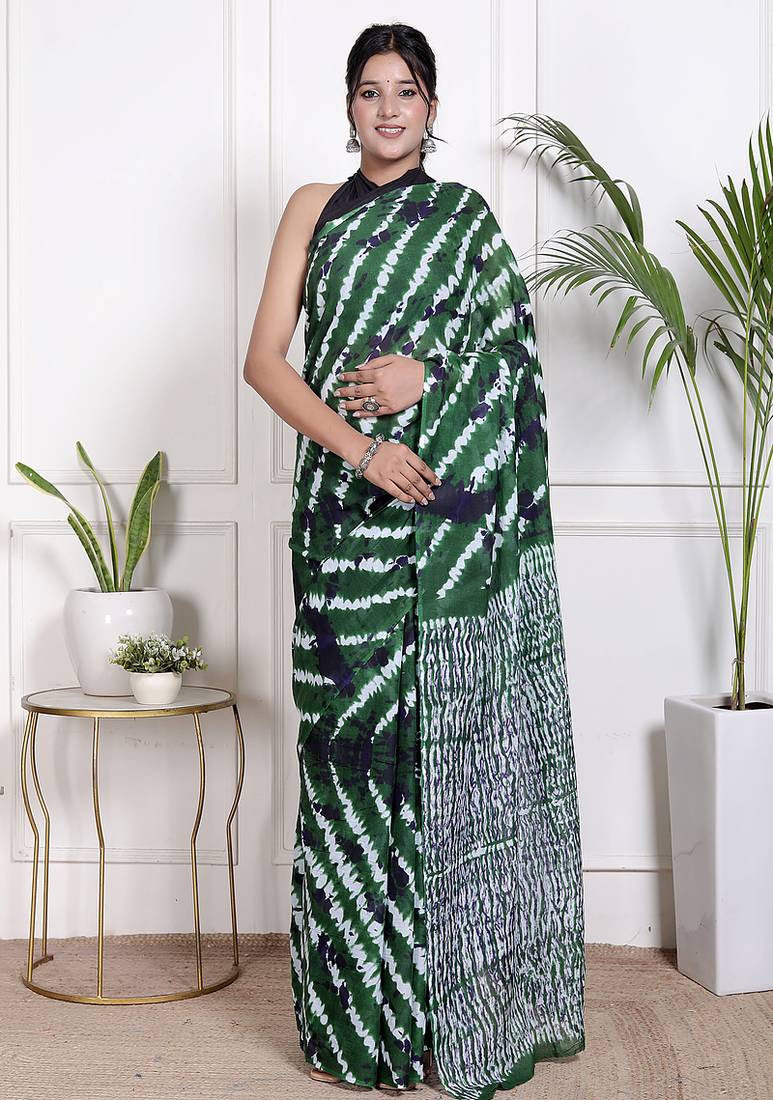 Tie die printed pure cotton ethnic saree for woman