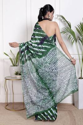 Tie die printed  cotton ethnic saree for woman 2