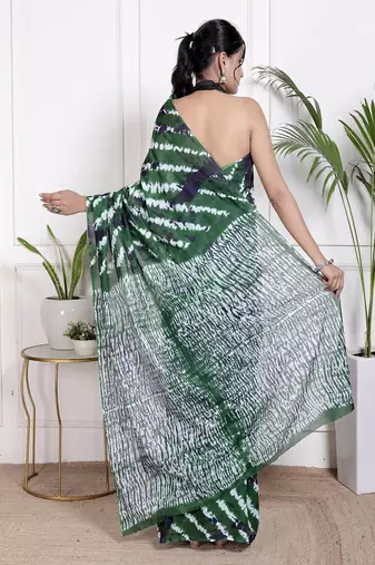 Tie die printed  cotton ethnic saree for woman