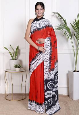 Tie die printed cotton ethnic saree for woman 1