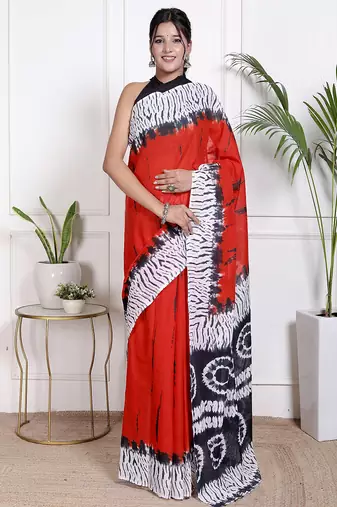 Tie die printed pure cotton ethnic saree for woman