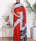 Tie die printed  cotton ethnic saree for woman