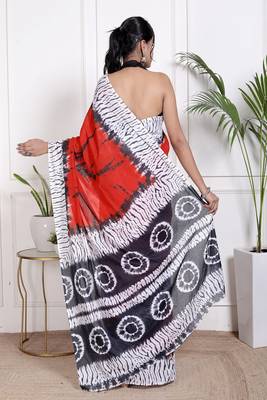 Tie die printed cotton ethnic saree for woman 2