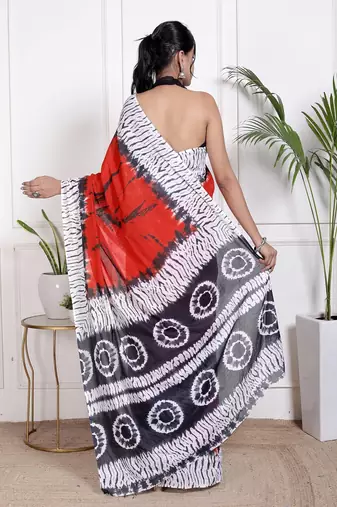 Tie die printed  cotton ethnic saree for woman