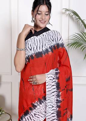 Tie die printed cotton ethnic saree for woman 3