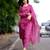Dark rani pink cotton plain bhandej suit set