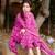 Dark rani pink cotton plain bhandej suit set