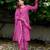 Dark rani pink cotton plain bhandej suit set