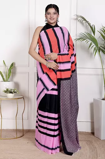 Tie die printed pure cotton ethnic saree for woman