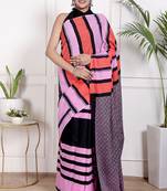 Tie die printed  cotton ethnic saree for woman