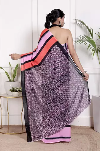 Tie die printed  cotton ethnic saree for woman