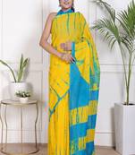 Tie die printed  cotton ethnic saree for woman