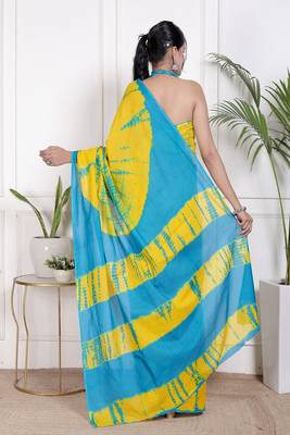 Tie die printed cotton ethnic saree for woman 2