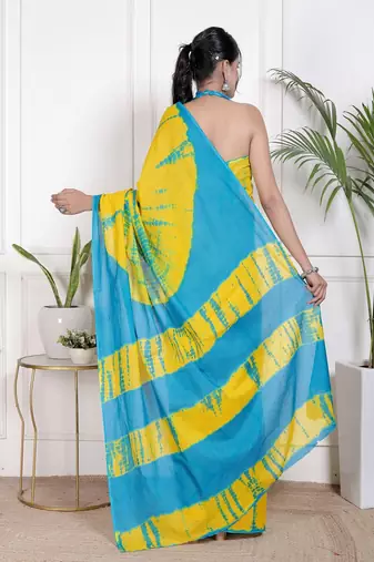 Tie die printed  cotton ethnic saree for woman