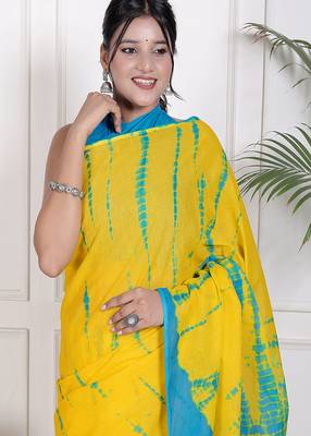 Tie die printed cotton ethnic saree for woman 3