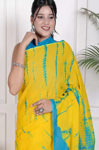 Tie die printed  cotton ethnic saree for woman