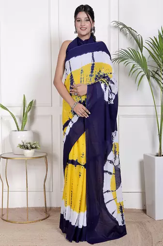 Tie die printed pure cotton ethnic saree for woman
