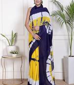 Tie die printed  cotton ethnic saree for woman