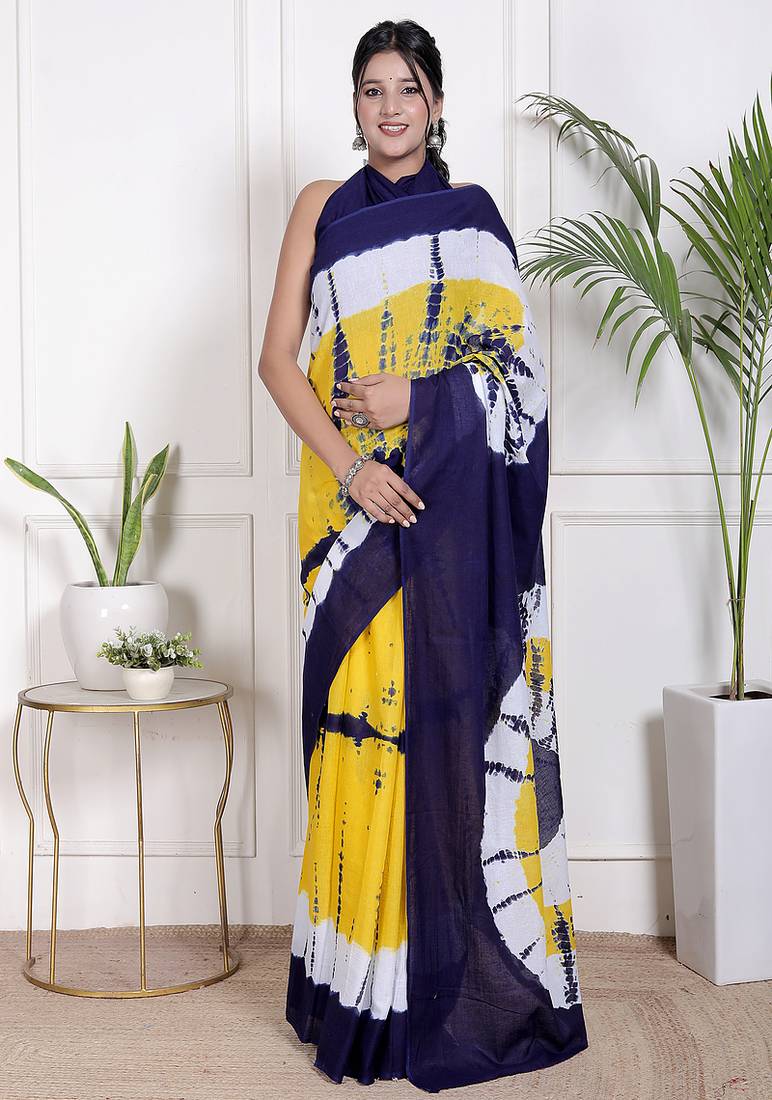 Tie die printed pure cotton ethnic saree for woman