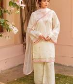 Light white chanderi embroidered embrodery suit set