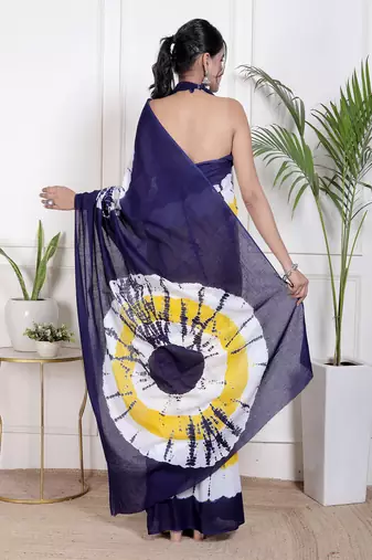 Tie die printed  cotton ethnic saree for woman