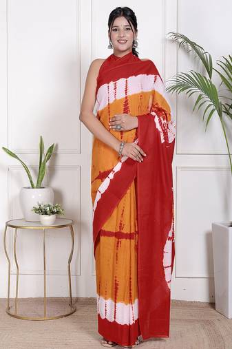 Tie die printed pure cotton ethnic saree for woman