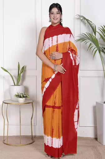 Tie die printed pure cotton ethnic saree for woman
