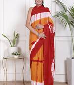 Tie die printed  cotton ethnic saree for woman