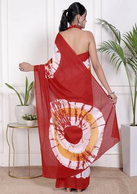 Tie die printed cotton ethnic saree for woman 2