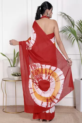 Tie die printed  cotton ethnic saree for woman