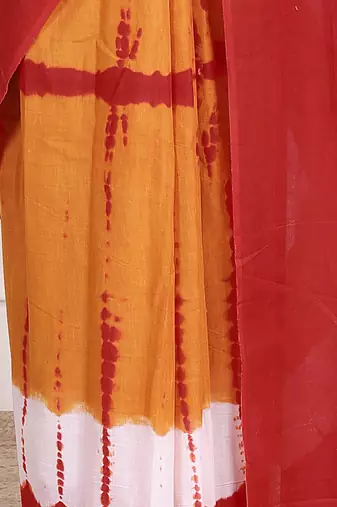 Tie die printed  cotton ethnic saree for woman