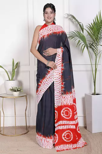 Tie die printed pure cotton ethnic saree for woman