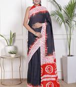 Tie die printed  cotton ethnic saree for woman